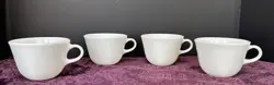 PYREX WHITE MILK GLASS COFFEE TEA CUPS MUGS SET OF 4 VINTAGE GREAT CONDITION