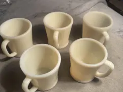 LOT OF 5 VINTAGE FIRE KING ANCHOR HOCKING IVORY MILK GLASS COFFEE MUGS