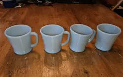 SET OF 4 VINTAGE FIRE KING TURQUOISE BLUE 