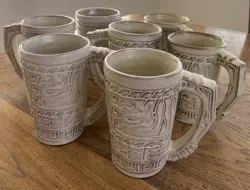 VINTAGE FRANKOMA MAYAN AZTEC GRANDMUGS