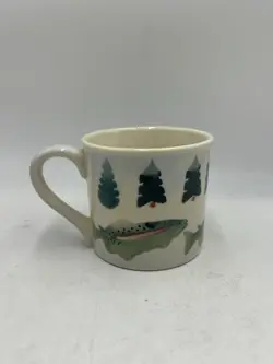HARTSTONE POTTERY VINTAGE HIGH COUNTRY TROUT FISHING COFFEE MUG 16 OZ