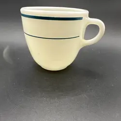 VINTAGE PYREX TABLEWARE BY CORNING MUGS #723 TURQUOISE BLUE STRIPES