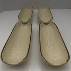 SET (4) VTG PFALTZGRAFF VILLAGE CORN ON THE COB HOLDER DISHES USA NO. 46