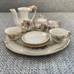 VINTAGE 9-PC. CHILD'S PORCELAIN TEA SET MADE IN JAPAN - MINI MINIATURE