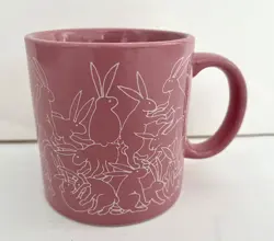 VINTAGE COFFEE MUG: TAYLOR & NG: NAUGHTY BUNNY RABBITS (PINK/ROSE,MADE IN JAPAN)