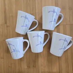 VINTAGE CORELLE COORDINATES SHADOW IRIS STONEWARE 8 OZ COFFEE MUGS LOT OF 5