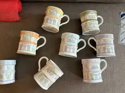 LENOX SPICE VILLAGE COFFEE MUGS SET OF 8 VINTAGE 1992 COLLECTIBLE