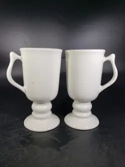 HALL POTTERY VINTAGE IRISH COFFEE TEA  PEDESTAL MUGS
