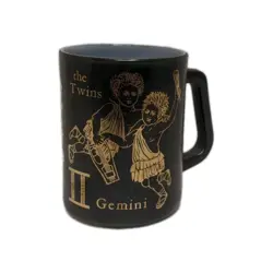VINTAGE FEDERAL MILK GLASS GEMINI ZODIAC SIGN HOROSCOPE ASTROLOGY COFFEE MUG CUP