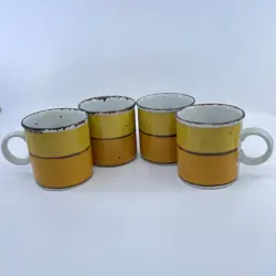 VINTAGE STONEHENGE MIDWINTER SUN MUGS SET OF 4 1970'S