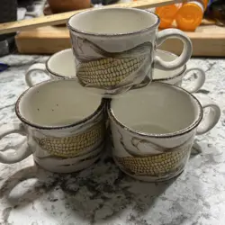 5 VINTAGE MIDWINTER STONEHEDGE WHITE MUG  MAIZE MADE IN ENGLAND