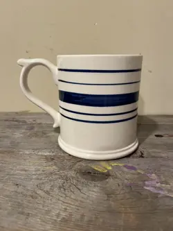 RALPH LAUREN FARMSTEAD TICKING BLUE STRIPED MUG ENGLAND VINTAGE