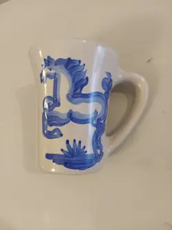 MA HADLEY VINTAGE REARING BLUE HORSE POTTERY STONEWARE 