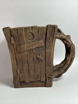 VINTAGE 1973 JIM RUMPH POTTERY PEEPING TROLL OUTHOUSE GRAFFITI MUG TANKARD RARE