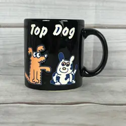 VINTAGE WAECHTERSBACH TOP DOG BLACK COFFEE MUG ANIMALS CARTOON GERMANY