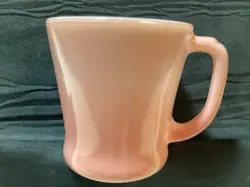 VINTAGE ANCHOR HOCKING FIRE KING WARE USA PINK D HANDLE MILK GLASS MUG CUP