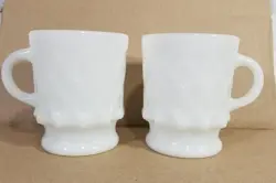 FIRE KING KIMBERLY DIAMOND COFFEE CUP MUG 8 OZ WHITE MILK GLASS VTG MID CENTURY