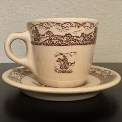 TEPCO USA WESTERN TRAVELER RESTAURANT MUG AND 6 SAUCER ORIGINAL VINTAGE RARE