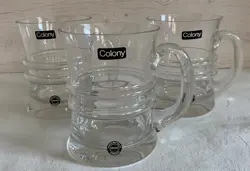 VINTAGE COLONY SKOL 4.75 IN CLEAR GLASS MUGS SET OF 3