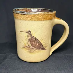 MONROE SALT WORKS MAINE HUDSONIA CURLEW BIRD MUG VINTAGE STONEWARE POTTERY RARE