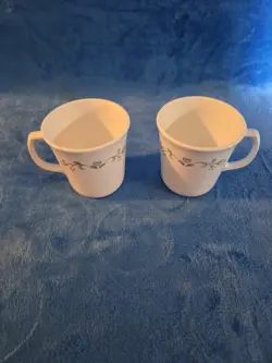 CORELLE CORNING VINTAGE FLORAL MUGS RARE COUNTRY COTTAGE PATTERN (SET OF 2)
