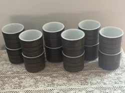 VINTAGE PYREX TERRA CUSTARD CUPS  SET OF 12  1960S MID CENTURY MODERN BROWN ST