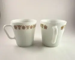 VINTAGE PYREX CORNING BUTTERFLY GOLD COFFEE CUP MUG USA