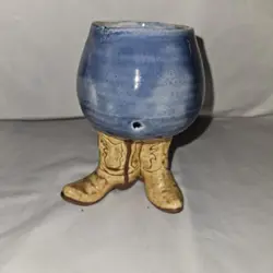 VINTAGE FIVE GUY BRIDGES POTTERY WESTERN FOLK ART COWBOY BOOT