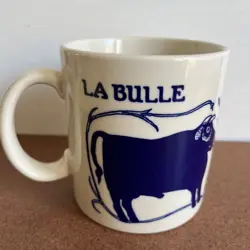 VINTAGE 1978 TAYLOR & NG LA VACHE & LA BULLE COW COFFEE/TEA CUP MUG BLUE RARE