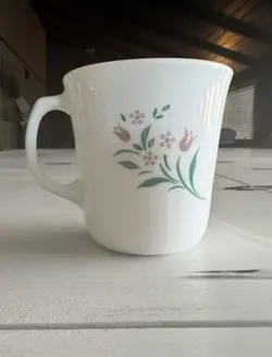 SET OF 6 VINTAGE CORELLE CORNING WARE ROSEMARIE PINK TULIP COFFEE CUPS MUG,