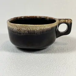 HULL OVEN PROOF BROWN DRIP SOUP MUG 4.875