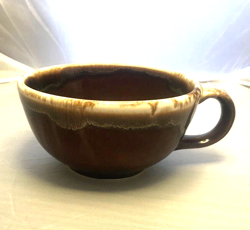 VINTAGE MCCOY POTTERY 137 SOUP BOWL COFFEE MUG LARGE WITH HANDLE BROWN DRIP