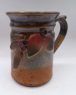 VINTAGE SIGNED ART POTTERY BLUEBERRY MUG