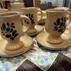 SET OF 3 VTG PFALTZGRAFF FOLK ART BLUE 5