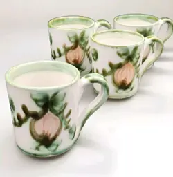 VTG SET OF 4 LOUISVILLE STONEWARE HARVEST COFFEE TEA MUGS CUPS JOHN B TAYLOR