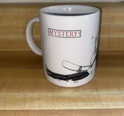 EDWARD GOREY VINTAGE COFFEE MUG MYSTERY! SMOKING LADY POISONED MAN UNDER SKIRT!