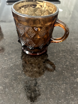 VINTAGE MCM ANCHOR HOCKING KIMBERLY DIAMOND DARK AMBER COFFEE/TEA MUG
