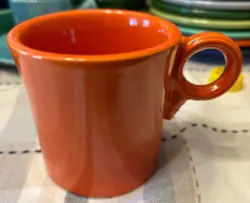 VINTAGE FIESTA RED TOM AND JERRY RING HANDLE MUG FIESTA