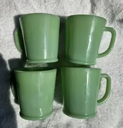 FIRE KING JADEITE D HANDLE COFFEE CUPS MUGSSET OF 4
