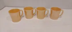 4 VINTAGE FIRE KING PEACH LUSTER D HANDLE COFFEE CUPS OVEN WARE 3