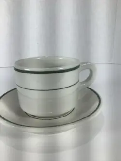 CUP SAUCER~GREEN STRIPE