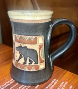 VINTAGE STUDIO ART POTTERY COFFEE MUG HEAVY SIGNED