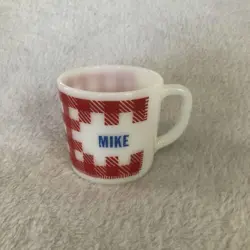 PERSONALIZED VINTAGE MILK GLASS COFFEE MUG 