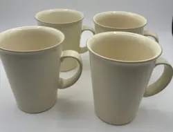 4 DENBY LANGLEY IVORY COFFE MUGS MADE IN ENGLAND VTG 4 INCH TALL