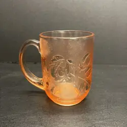 PINK ROSE MUG ROSALINE ARCOROC FRANCE DEPRESSION GLASS COFFEE CUP VINTAGE