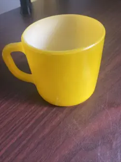 VINTAGE FEDERAL GLASS YELLOW COFFEE MUG CUP D HANDLE