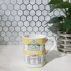 VINTAGE THE LENOX VILLAGE TEA COFFEE MUG YELLOW 1992 CAFE SHAPE