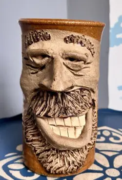 VINTAGE POTTERY UGLY FACE MUG SIGNED GUBE 85
