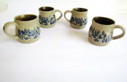 VINTAGE BBP BEAUMONT BROTHERS POTTERY COFFEE CUP MUG SET OF 4
