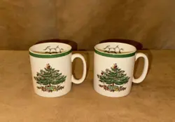 SET OF 2 - VINTAGE SPODE CHRISTMAS TREE MUG MADE IN ENGLAND